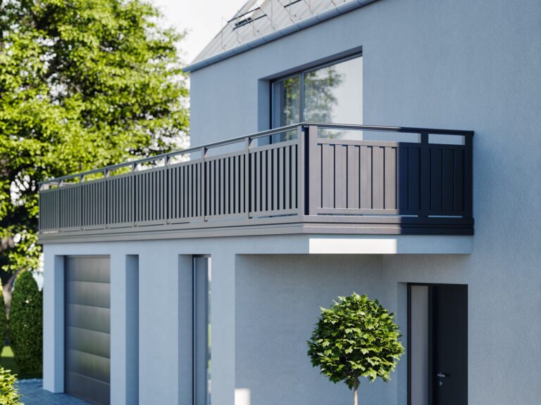 yama balkongelaender mit alu sprossen zweilagig fuer besonderen tiefeneffekt fotomontage sichtschutzbalkon 1